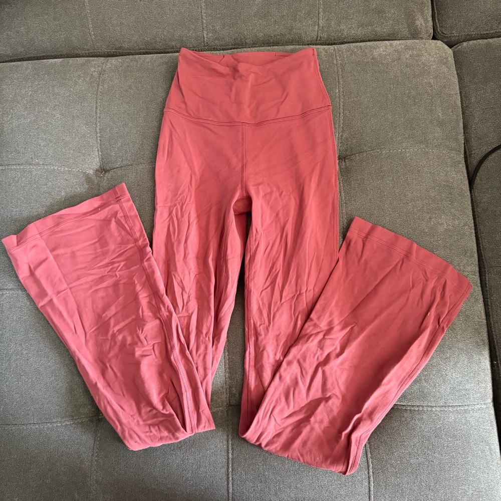 Women's High-Waisted Maroon flare leggings